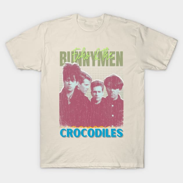 Echo And The Bunnymen Vintage 1980 // Crocodiles Original Fan Design Artwork T-Shirt by A Design for Life